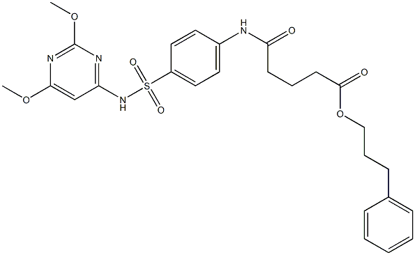 3-phenylpropyl 5-(4-{[(2,6-dimethoxy-4-pyrimidinyl)amino]sulfonyl}anilino)-5-oxopentanoate 结构式