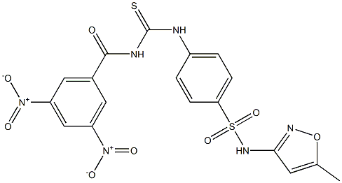 4-({[(3,5-dinitrobenzoyl)amino]carbothioyl}amino)-N-(5-methyl-3-isoxazolyl)benzenesulfonamide 结构式