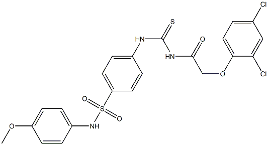 4-[({[2-(2,4-dichlorophenoxy)acetyl]amino}carbothioyl)amino]-N-(4-methoxyphenyl)benzenesulfonamide 结构式
