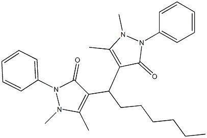 4-[1-(1,5-dimethyl-3-oxo-2-phenyl-2,3-dihydro-1H-pyrazol-4-yl)heptyl]-1,5-dimethyl-2-phenyl-1,2-dihydro-3H-pyrazol-3-one 结构式