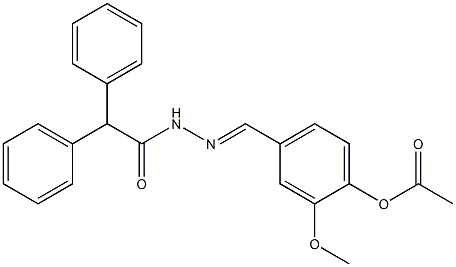 4-{[(E)-2-(2,2-diphenylacetyl)hydrazono]methyl}-2-methoxyphenyl acetate 结构式