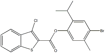 4-bromo-2-isopropyl-5-methylphenyl 3-chloro-1-benzothiophene-2-carboxylate 结构式