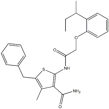 5-benzyl-2-({2-[2-(sec-butyl)phenoxy]acetyl}amino)-4-methyl-3-thiophenecarboxamide 结构式