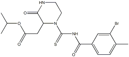 isopropyl 2-(1-{[(3-bromo-4-methylbenzoyl)amino]carbothioyl}-3-oxo-2-piperazinyl)acetate 结构式