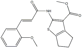 methyl 2-{[(E)-3-(2-methoxyphenyl)-2-propenoyl]amino}-5,6-dihydro-4H-cyclopenta[b]thiophene-3-carboxylate 结构式