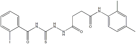 N-({2-[4-(2,4-dimethylanilino)-4-oxobutanoyl]hydrazino}carbothioyl)-2-iodobenzamide 结构式