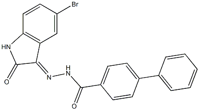 N'-(5-bromo-2-oxo-1,2-dihydro-3H-indol-3-ylidene)[1,1'-biphenyl]-4-carbohydrazide 结构式