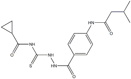 N-[(2-{4-[(3-methylbutanoyl)amino]benzoyl}hydrazino)carbothioyl]cyclopropanecarboxamide 结构式