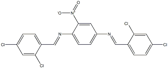 N-[(E)-(2,4-dichlorophenyl)methylidene]-N-(4-{[(E)-(2,4-dichlorophenyl)methylidene]amino}-2-nitrophenyl)amine 结构式