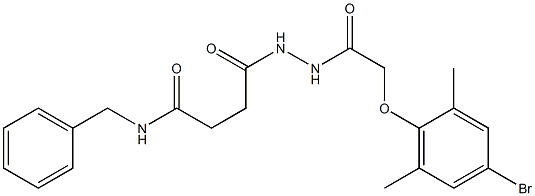 N-benzyl-4-{2-[2-(4-bromo-2,6-dimethylphenoxy)acetyl]hydrazino}-4-oxobutanamide 结构式