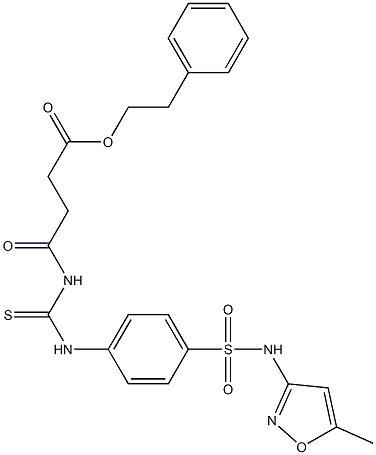 phenethyl 4-{[(4-{[(5-methyl-3-isoxazolyl)amino]sulfonyl}anilino)carbothioyl]amino}-4-oxobutanoate 结构式