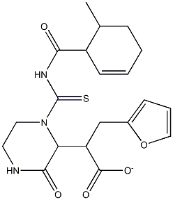 tetrahydro-2-furanylmethyl 2-(1-{[(2-methylbenzoyl)amino]carbothioyl}-3-oxo-2-piperazinyl)acetate 结构式