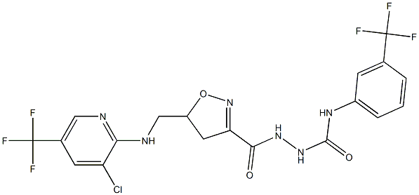 2-{[5-({[3-chloro-5-(trifluoromethyl)-2-pyridinyl]amino}methyl)-4,5-dihydro-3-isoxazolyl]carbonyl}-N-[3-(trifluoromethyl)phenyl]-1-hydrazinecarboxamide 结构式