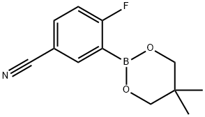 3-(5,5-Dimethyl-1,3,2-dioxaborinan-2-yl)-4-fluorobenzonitrile 结构式