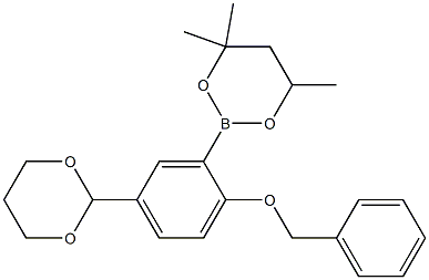 2-[2-Benzyloxy-5-(1,3-dioxan-2-yl)phenyl]-4,4,6-trimethyl-1,3,2-dioxaborinane 结构式