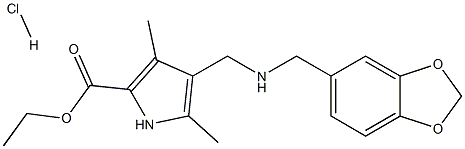 ethyl 4-{[(1,3-benzodioxol-5-ylmethyl)amino]methyl}-3,5-dimethyl-1H-pyrrole-2-carboxylate hydrochloride 结构式