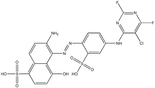 6-Amino-5-[[4-[(5-chloro-2,6-difluoro-4-pyrimidinyl)amino]-2-sulfophenyl]azo]-4-hydroxy-1-naphthalenesulfonic acid 结构式