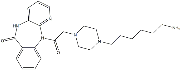 5,11-Dihydro-11-[[4-(6-aminohexyl)-1-piperazinyl]acetyl]-6H-pyrido[2,3-b][1,4]benzodiazepin-6-one 结构式