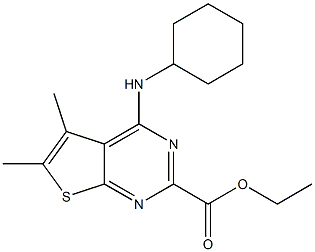 5,6-Dimethyl-4-(cyclohexylamino)thieno[2,3-d]pyrimidine-2-carboxylic acid ethyl ester 结构式