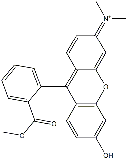 N-[6-Hydroxy-9-[2-(methoxycarbonyl)phenyl]-3H-xanthen-3-ylidene]-N-methylmethanaminium 结构式