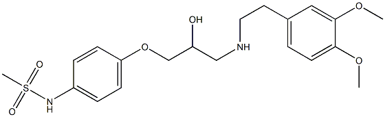 N-[4-[2-Hydroxy-3-[2-(3,4-dimethoxyphenyl)ethylamino]propyloxy]phenyl]methanesulfonamide 结构式