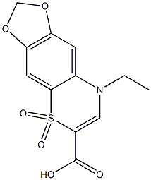 4-Ethyl-6,7-(methylenedioxy)-4H-1,4-benzothiazine-2-carboxylic acid 1,1-dioxide 结构式