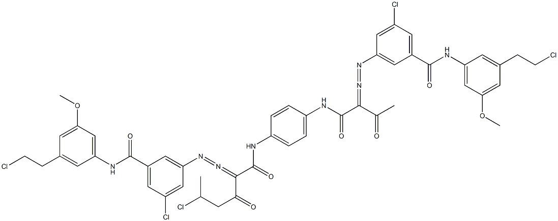 3,3'-[2-(1-Chloroethyl)-1,4-phenylenebis[iminocarbonyl(acetylmethylene)azo]]bis[N-[3-(2-chloroethyl)-5-methoxyphenyl]-5-chlorobenzamide] 结构式