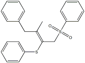 4-Phenyl-3-methyl-1-phenylsulfonyl-2-phenylthio-2-butene 结构式