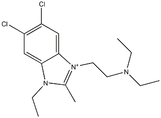 5,6-Dichloro-3-[2-(diethylamino)ethyl]-1-ethyl-2-methyl-1H-benzimidazol-3-ium 结构式