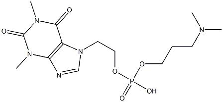 Phosphoric acid hydrogen 3-(dimethylamino)propyl 2-(1,2,3,6-tetrahydro-1,3-dimethyl-2,6-dioxo-7H-purin-7-yl)ethyl ester 结构式
