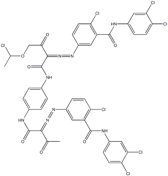 3,3'-[2-[(1-Chloroethyl)oxy]-1,4-phenylenebis[iminocarbonyl(acetylmethylene)azo]]bis[N-(3,4-dichlorophenyl)-6-chlorobenzamide] 结构式