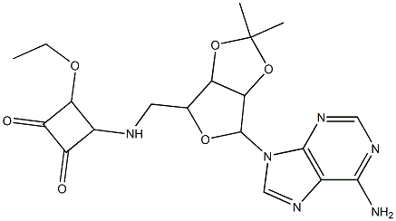 4-[[[[6-(6-Amino-9H-purin-9-yl)-tetrahydro-2,2-dimethylfuro[3,4-d]-1,3-dioxol]-4-yl]methyl]amino]-3-ethoxycyclobutane-1,2-dione 结构式