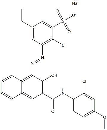 2-Chloro-5-ethyl-3-[[3-[[(2-chloro-4-methoxyphenyl)amino]carbonyl]-2-hydroxy-1-naphtyl]azo]benzenesulfonic acid sodium salt 结构式