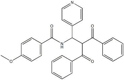 N-[1-(4-Pyridinyl)-2,2-bis(phenylcarbonyl)ethyl]-4-methoxybenzamide 结构式