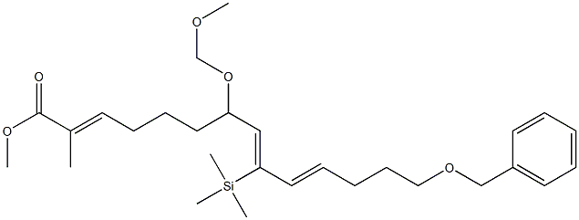 (2E,8Z,10E)-7-(Methoxymethoxy)-2-methyl-9-(trimethylsilyl)-14-(benzyloxy)-2,8,10-tetradecatrienoic acid methyl ester 结构式