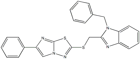 2-[(1-Benzyl-1H-benzimidazol-2-yl)methylthio]-6-phenylimidazo[2,1-b][1,3,4]thiadiazole 结构式