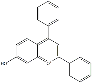 7-Hydroxy-4-phenyl-2-(phenyl)-1-benzopyrylium 结构式