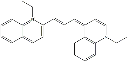 1-Ethyl-2-[3-(1-ethylquinolin-4(1H)-ylidene)-1-propenyl]quinolinium 结构式