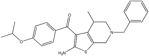 2-Amino-3-(4-isopropyloxybenzoyl)-4,5,6,7-tetrahydro-4-methyl-6-benzylthieno[2,3-c]pyridine 结构式