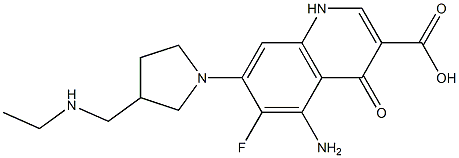 5-Amino-6-fluoro-1,4-dihydro-4-oxo-7-[3-(ethylaminomethyl)-1-pyrrolidinyl]quinoline-3-carboxylic acid 结构式