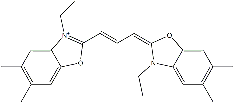 3-Ethyl-2-[3-[3-ethyl-5,6-dimethylbenzoxazol-2(3H)-ylidene]-1-propenyl]-5,6-dimethylbenzoxazol-3-ium 结构式