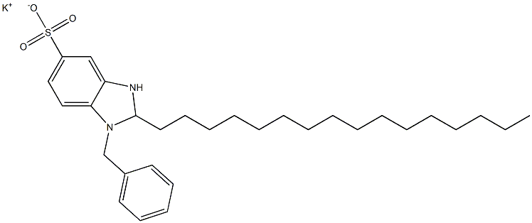 1-Benzyl-2,3-dihydro-2-hexadecyl-1H-benzimidazole-5-sulfonic acid potassium salt 结构式