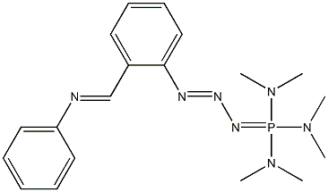 1-[2-(Phenyliminomethyl)phenyl]-3-[tris(dimethylamino)phosphoranylidene]triazene 结构式