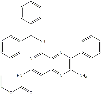 N-[2-Amino-5-[(diphenylmethyl)amino]-3-phenylpyrido[3,4-b]pyrazin-7-yl]carbamic acid ethyl ester 结构式