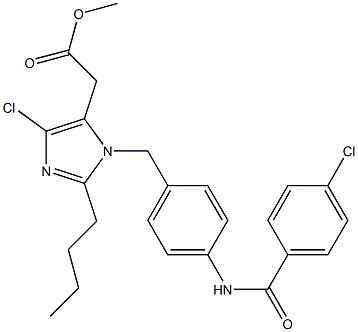 2-Butyl-4-chloro-1-[4-[4-chlorobenzoylamino]benzyl]-1H-imidazole-5-acetic acid methyl ester 结构式