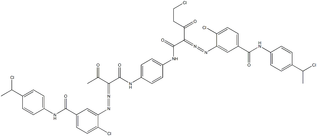 3,3'-[2-(Chloromethyl)-1,4-phenylenebis[iminocarbonyl(acetylmethylene)azo]]bis[N-[4-(1-chloroethyl)phenyl]-4-chlorobenzamide] 结构式