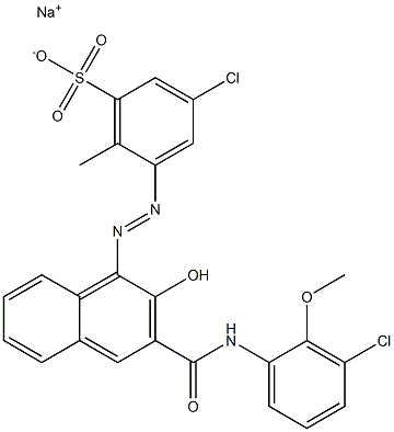 3-Chloro-6-methyl-5-[[3-[[(3-chloro-2-methoxyphenyl)amino]carbonyl]-2-hydroxy-1-naphtyl]azo]benzenesulfonic acid sodium salt 结构式