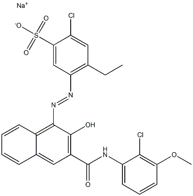 2-Chloro-4-ethyl-5-[[3-[[(2-chloro-3-methoxyphenyl)amino]carbonyl]-2-hydroxy-1-naphtyl]azo]benzenesulfonic acid sodium salt 结构式