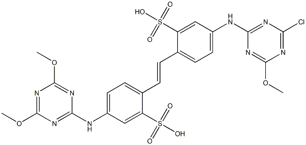 4-(4-Chloro-6-methoxy-1,3,5-triazin-2-ylamino)-4'-(4,6-dimethoxy-1,3,5-triazin-2-ylamino)-2,2'-stilbenedisulfonic acid 结构式