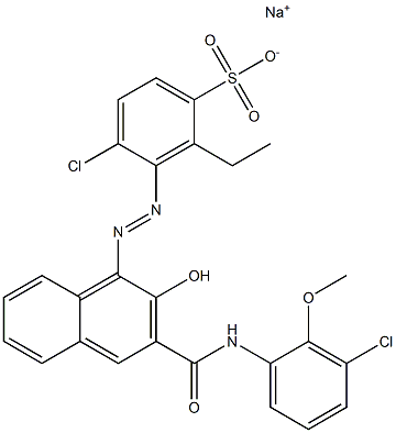 4-Chloro-2-ethyl-3-[[3-[[(3-chloro-2-methoxyphenyl)amino]carbonyl]-2-hydroxy-1-naphtyl]azo]benzenesulfonic acid sodium salt 结构式